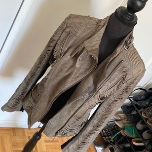 Malandrino leather waist length moto jacket